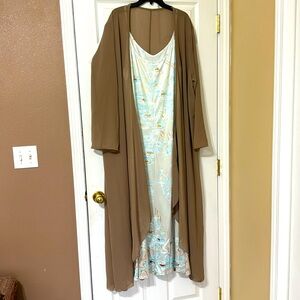 3X - 2piece silky type spaghetti strap gown